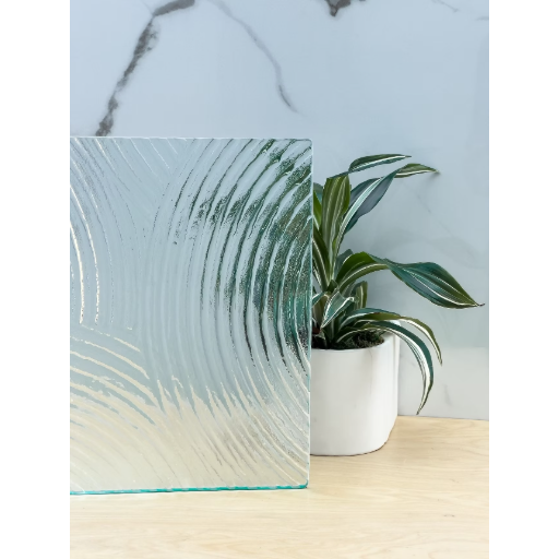 Cast glass with wave and reed pattern