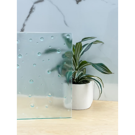 Cast glass with bubble dot pattern