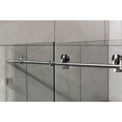 Close-up of Titan Express chrome roller and support bar hardware